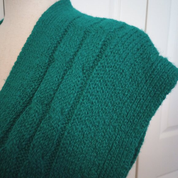 Vintage Kelly Green Cable Knit Sweater Vest sz L Petite - Picture 5 of 11